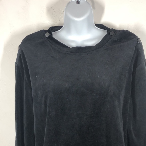 NWT American Stitch black velour snap crew neck sweatshirt size large - Picture 2 of 13